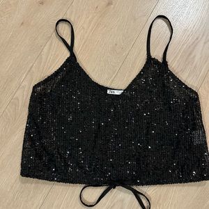 Zara Sparkly Black Top
